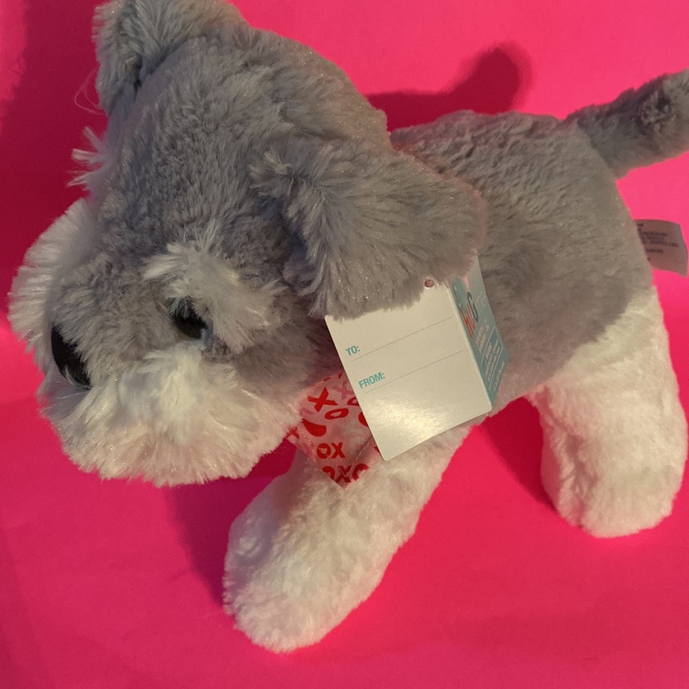 huGme Dog with “XOXO” Bandana, Stuffed Plush Puppy - Gray and White Fur NWT - Picture 7 of 7
